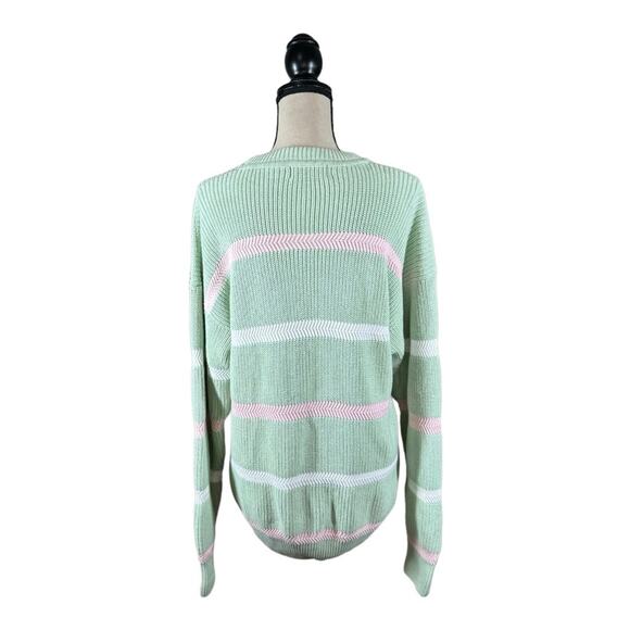 Vintage Claybrooke Pastel Stripe Grandpa Sweater Size Large - Picture 3 of 4